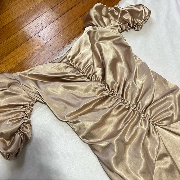 Jessica McClintock size 12 gold evening gown dress formal champagne - Picture 2 of 9